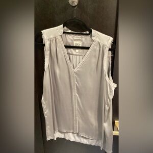Brand - Go- by Go Silk. Sleeveless Silk Silver Blouse.  Size L.